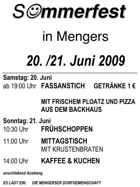 Sommerfest in Mengers. 20. + 21.6.2009