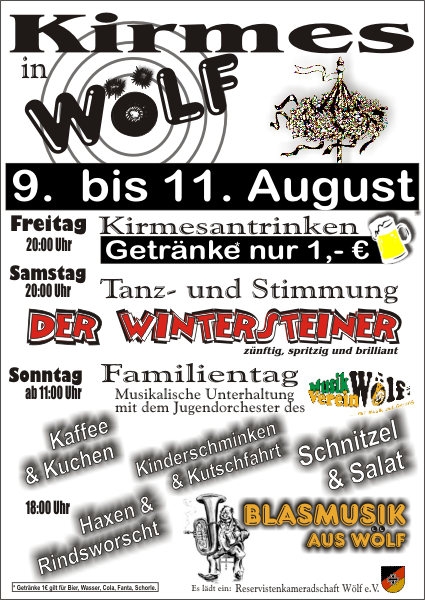 Kirmes in Wölf: 9.-11. August 2013
